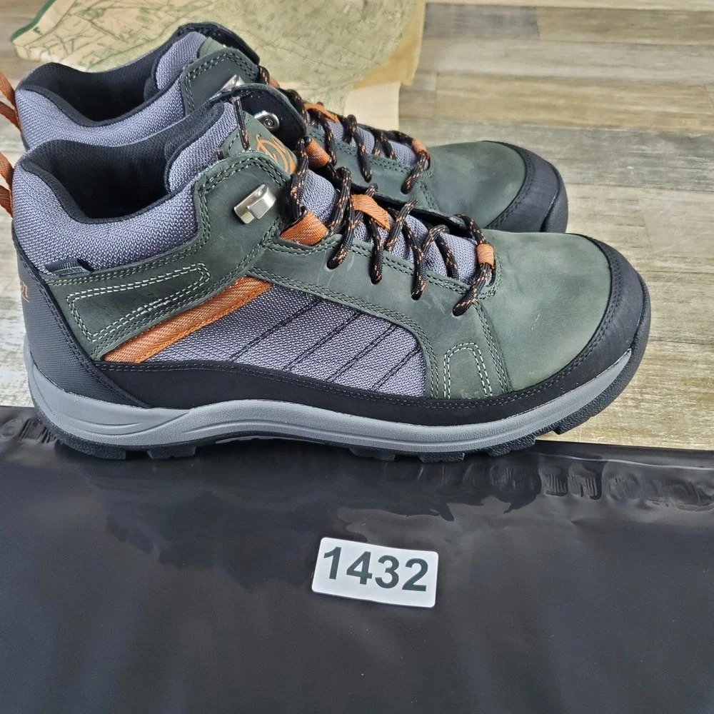 Danner Riverside Hiking Boots Sz‎ 10 Gray Orange Leather Lace Up Mid Top Shoes
